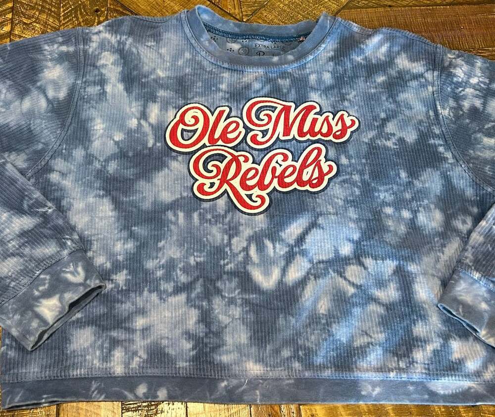 Pressbox Ole Miss Rebels Sweatshirt Extra Large Blue Tie Dye Cotton